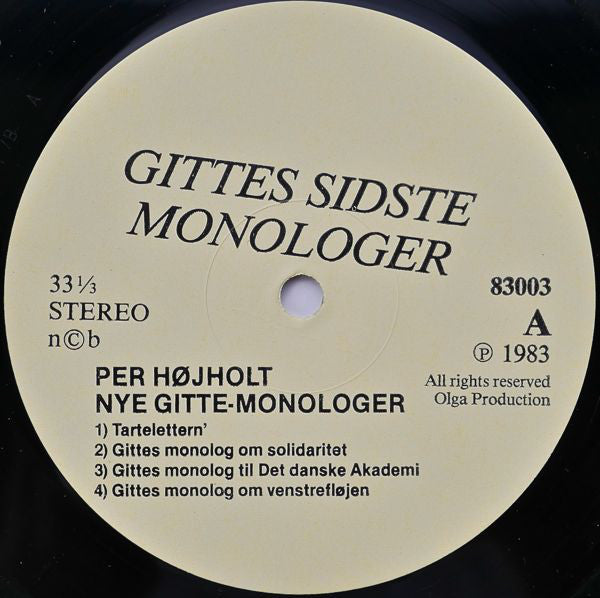 Højholt, Per ‎– Gittes Sidste Monologer