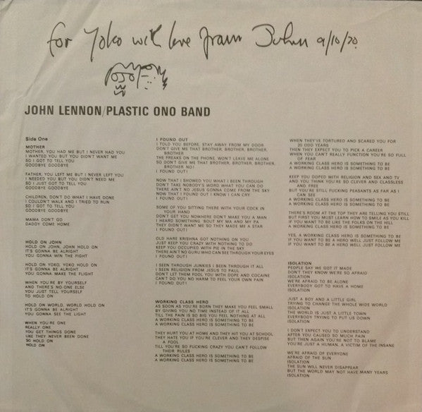 Lennon, John Plastic Ono Band - John Lennon/Plastic Ono Band