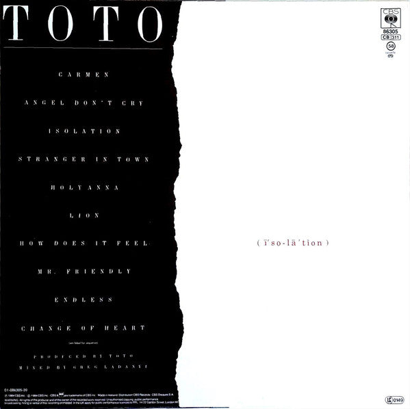 Toto ‎– Isolation