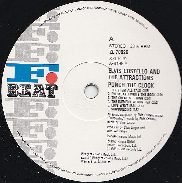 Costello, Elvis And The Attractions - Punch The Clock - RecordPusher  