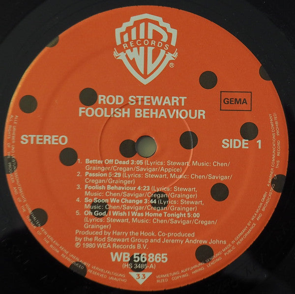 Stewart, Rod ‎–  Foolish Behaviour